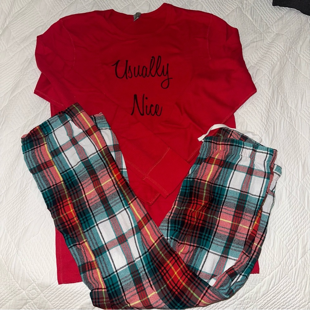 Red Plaid Kids Pajamas Set